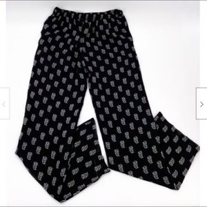 Joie Silk Elastic Waist Pants with Pockets in Black & Beige - Size XS